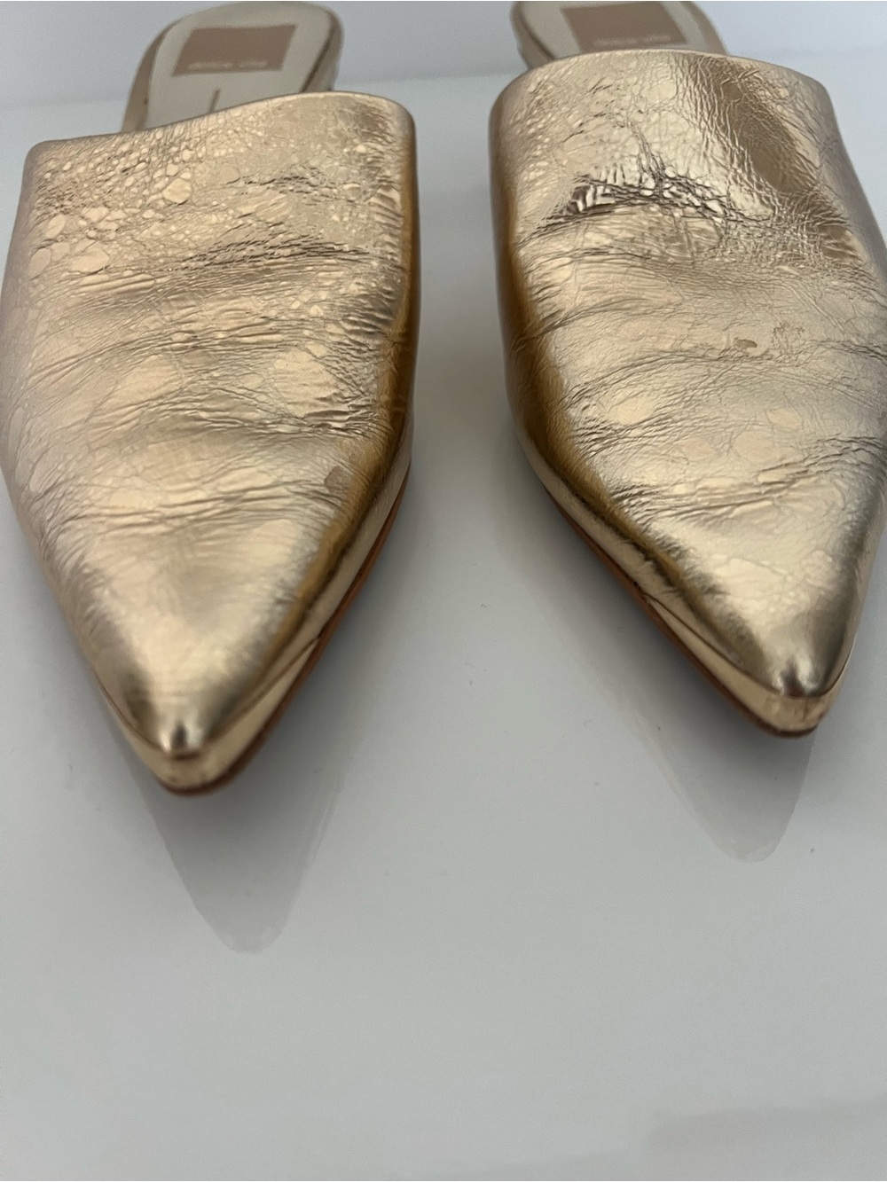 Dolce Vita Lexy Heeled Sandals Metallic Gold Leather Kitten Heel Mules US 6 $130 - Picture 5 of 11